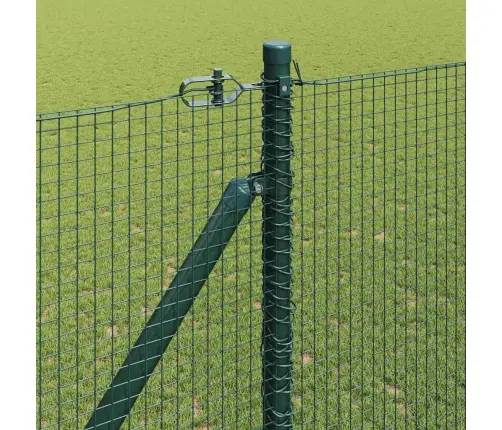 Metinātā Stieples Žogs Ar 13 Pīķa Stabiem Zaļš 1.5X25 M Tērauds Vidaxl
