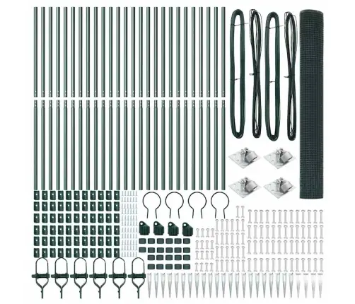 Metināts Stieples Žogs Ar 13 Spraudņu Stabiem Zaļš 1.2X50 M Tērauds Vidaxl