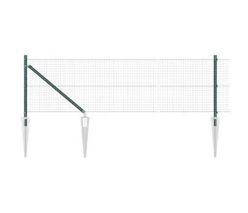 Metinātais Vadu Žogs Ar 13 Pīķa Stabiem Zaļš 0.4X100 M Tērauds Vidaxl