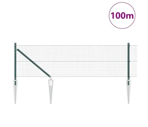 Metināta Stieple Ar 13 Enkura Stabiem Zaļa 0.8X100 M Tērauds Vidaxl