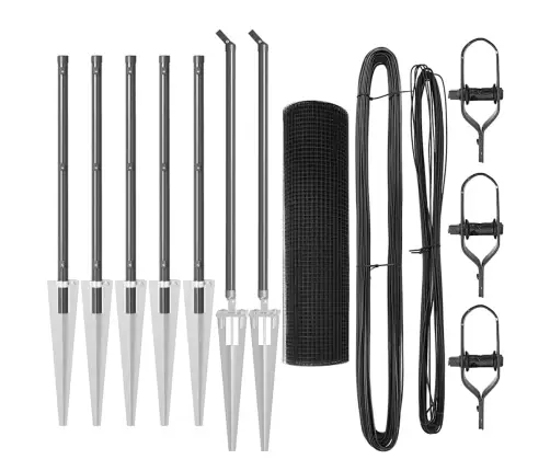Metināts Vadu Žogs Ar 7 Stiprinājuma Stabiem Pelēks 0.8X10 M Tērauds Vidaxl
