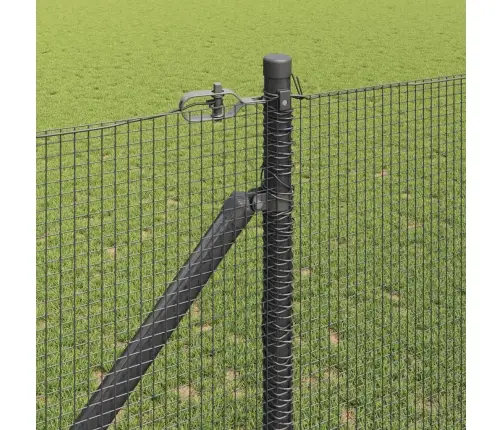 Metināts Stieņu Žogs Ar 7 Izvietojamiem Balstiem, Pelēks, 1,2X10 M Tērauds Vidaxl