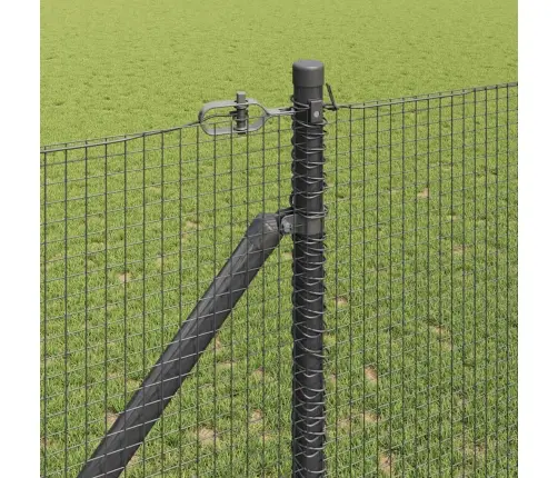 Metinātais Stieple Žogs Ar 7 Spikes Stabiem Pelēks 1.2X10 M Tērauds Vidaxl