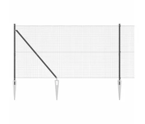 Metinātais Stieple Žogs Ar 7 Spikes Stabiem Pelēks 1.2X10 M Tērauds Vidaxl