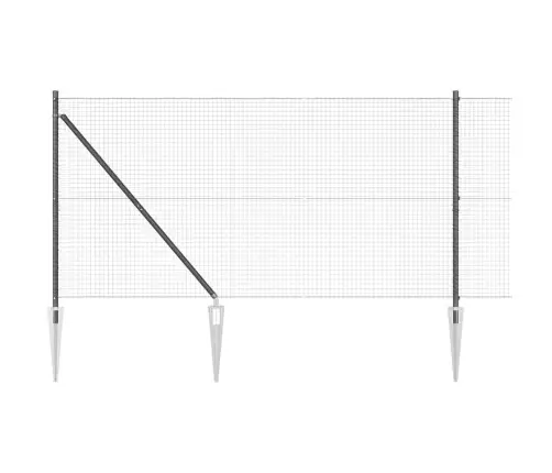 Metinātais Stieples Žogs Ar 7 Spieķu Pārvietojamiem Pelēkā 1.2X10 M Tērauda Vidaxl