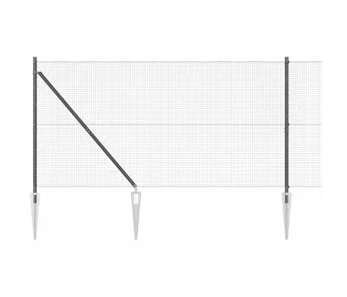 Metināts Stieple Žogs Ar 7 Tapu Stabiem Pelēkā Krāsā 1.4X10 M Tērauda Vidaxl