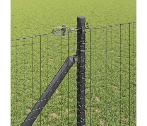 Metināts Stieple Žogs Ar 7 Adatas Stabiem, Pelēks 1.4X10 M Tērauds Vidaxl