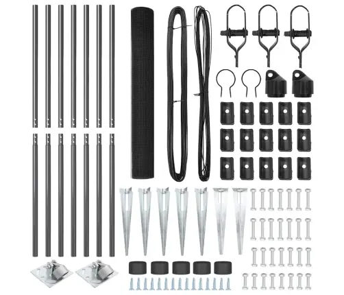 Metināts Stieple Žogs Ar 7 Adatas Stabiem, Pelēks 1.4X10 M Tērauds Vidaxl