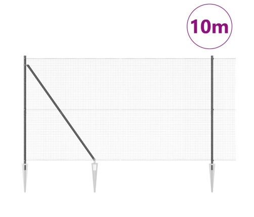 Metinātais Stieples Žogs Ar 7 Stādīšanas Stiprinājumiem Pelēkā 1.6X10 M Tēraudā Vidaxl