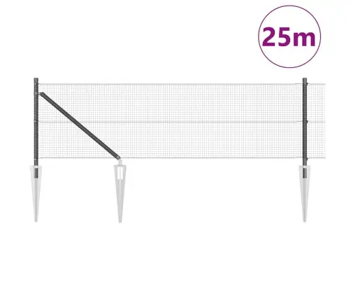 Tvora Su Stulpais Pilka 0.6 X 25 M Plienas
