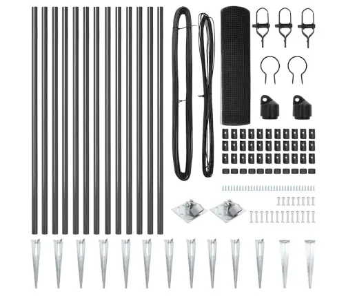 Metinātais Stiepļu Žogs Ar 13 Spikes Stabiem Pelēks 0.8X25 M Tērauds Vidaxl