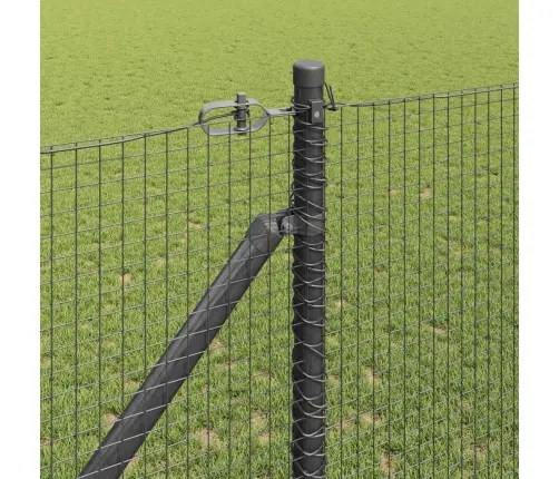 Metināts Vads Žogs Ar 13 Sūkņa Stabiem Pelēks 1.2X25 M Tērauda Vidaxl