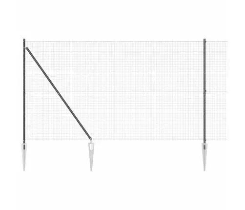 Metinātais Metāla Žogs Ar 13 Spike Stabiem Pelēkā 1.6X25 M Tērauds Vidaxl