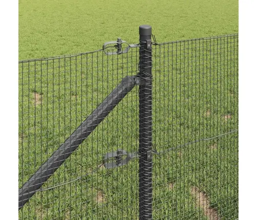 Metinātais Stiepļu Žogs Ar 13 Āķa Stabiem Pelēks 0.5X50 M Tērauds Vidaxl