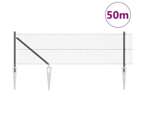 Metinātā Stieple Ar 13 Naglām, Pelēka 0.5X50 M Tērauds Vidaxl