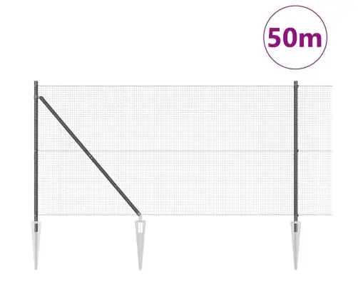 Savilkto Stieņu Žogs Ar 13 Stiprinājumiem Pelēks 1.2X50 M Tērauds Vidaxl