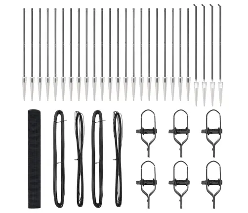 Savilktā Stieple Ar 13 Mietiņiem Pelēkā Krāsā 1.2X50 M Tērauda Vidaxl