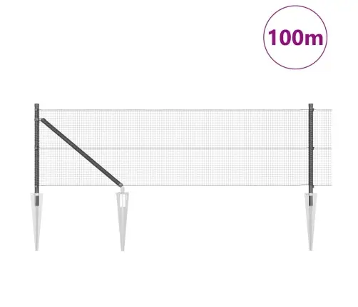 Savilktā Metāla Žogs Ar 13 Stabiem Pelēkā Krāsā 0.4X100 M Vidaxl Savilktā Metāla Žogs Ar 13 Stabiem Pelēkā Krāsā 0.4X100 M Vidaxl