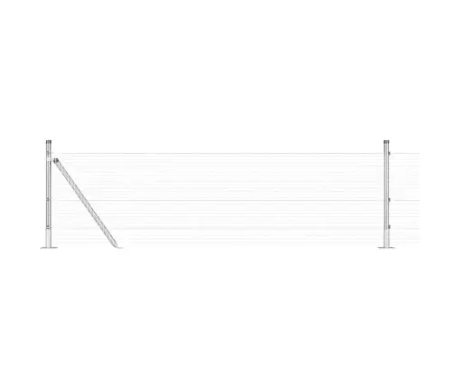 Metinātās Stieples Žogs Ar 7 Flanged Stabiem 0.4X10 M Galvanizēta Tērauda Vidaxl