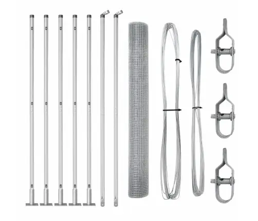 Savilkts Stieņu Žogs Ar 7 Flanged Posti 0.8X10 M Cinkotā Tērauda Vidaxl