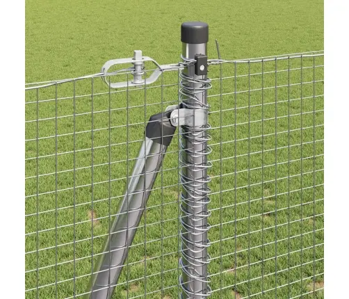 Metinātais Stieņu Žogs Ar 7 Flanču Postiem 1.2X10 M Cinkots Tērauds Vidaxl