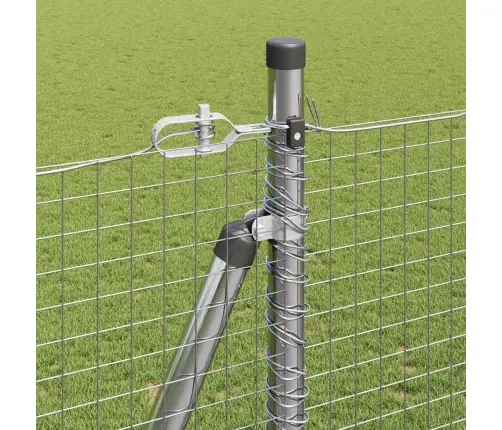 Metināta Stiepļu Žogs Ar 7 Flanged Stabiem 1.4X10 M Cinkots Tērauds Vidaxl