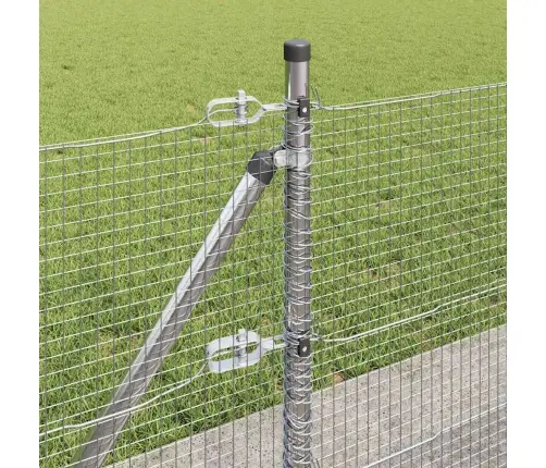 Metināts Vada Žogs Ar 13 Flanged Stabiem 0.4X25 M Cinkots Tērauds Vidaxl