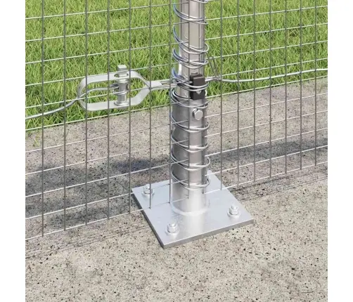 Metināts Žogs Ar 13 Flangētiem Stabiem 0.6X25 M Galvanizēta Tērauda Vidaxl