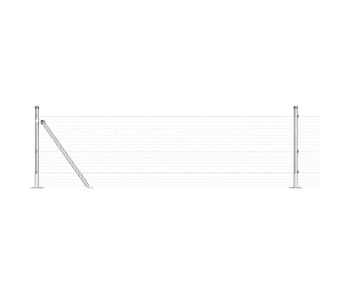 Metinātais Stieples Žogs Ar 13 Flangētiem Stabiem 0.6X25 M Cinkots Tērauds Vidaxl