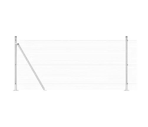 Metināts Stieņu Žogs Ar 13 Flangētiem Stabiem 0.8X25 M Galvanizētā Tēraudā Vidaxl