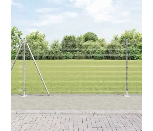 Metināto Vadu Žogs Ar 13 Platiem Stabiem 1.2X25 M No Galvanizēta Tērauda Vidaxl