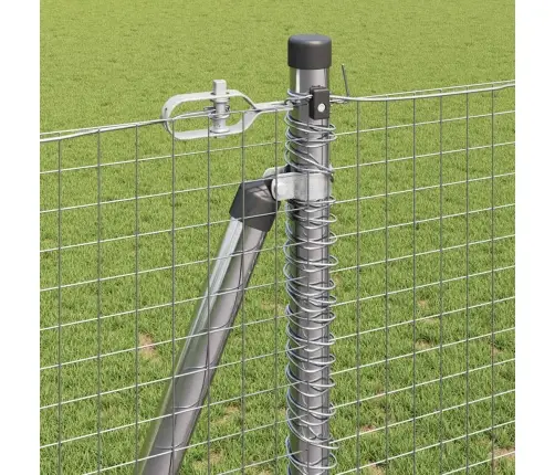 Metināto Vadu Žogs Ar 13 Platiem Stabiem 1.2X25 M No Galvanizēta Tērauda Vidaxl