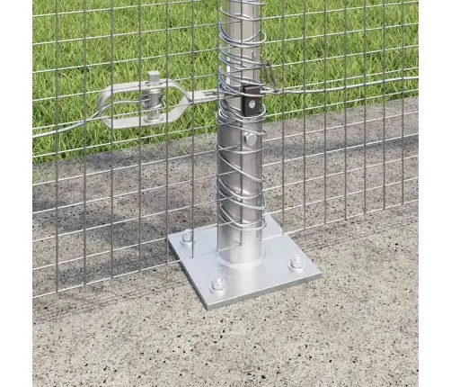 Cinkotā Stieples Žogs Ar 13 Flangētiem Stabiem 1.4X25 M Cinkota Tērauda Vidaxl