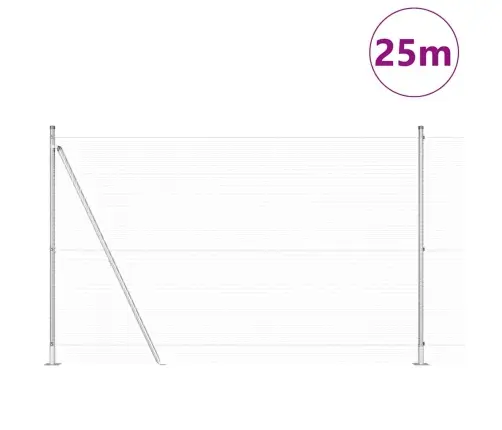 Metinātais Stieņu Žogs Ar 13 Izvērstiem Stabiem 1.4X25 M Galvanizēts Tērauds Vidaxl