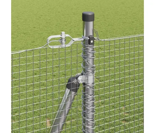 Metināto Stieples Žogs Ar 13 Flangētiem Stabiem 1.6X25 M Galvanizētā Tēraudā Vidaxl