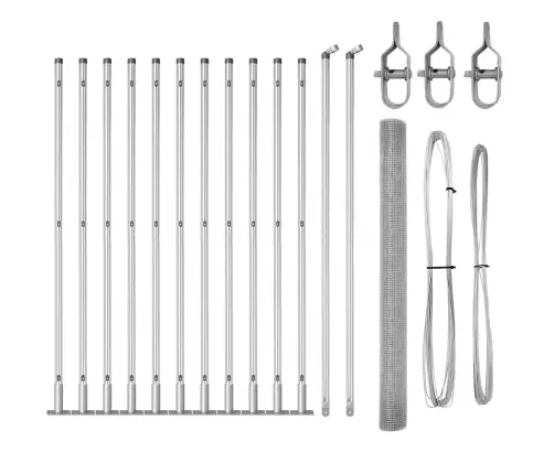 Metināto Stieples Žogs Ar 13 Flangētiem Stabiem 1.6X25 M Galvanizētā Tēraudā Vidaxl