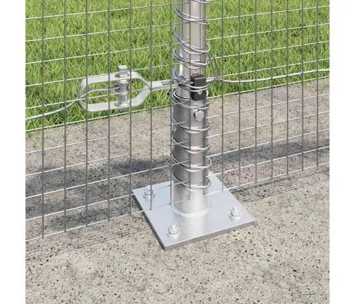 Metinātais Stieple Žogs Ar 13 Flangētiem Stabiem 0.4X50 M Cinkota Tērauda Vidaxl