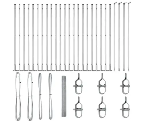Metināts Stieple Žogs Ar 13 Flangētiem Stabiem 1.2X50 M Cinkots Tērauds Vidaxl