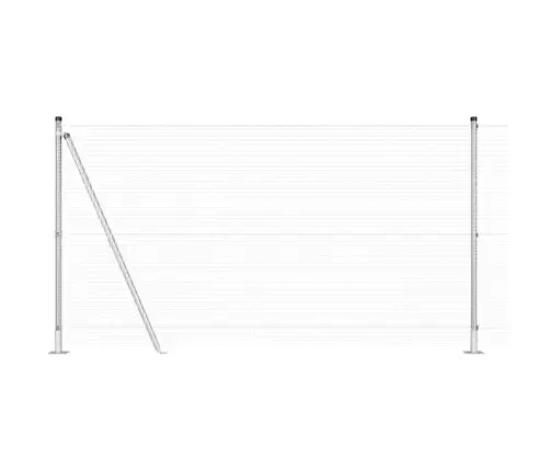 Metināts Stieple Žogs Ar 13 Flangētiem Stabiem 1.2X50 M Cinkots Tērauds Vidaxl