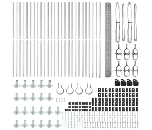 Tīkla Žogs Ar 13 Flanged Stabiem 1.6X50 M Galvanizēts Tērauds Vidaxl