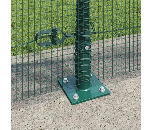 Metinātā Stieple Ar 7 Flanged Stabiem Zaļā 0.8X10 M Tērauds Vidaxl