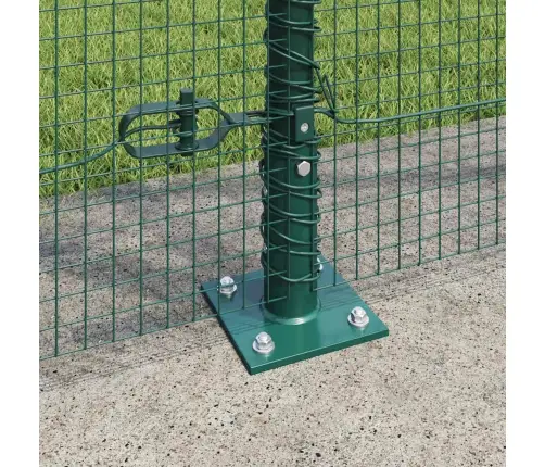 Metināts Stieples Žogs Ar 7 Flangām Zaļš 1.4X10 M Tērauds Vidaxl