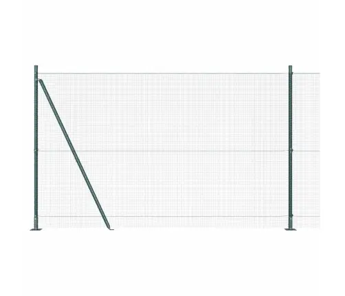 Metināts Stieples Žogs Ar 7 Flangām Zaļš 1.4X10 M Tērauds Vidaxl