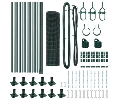 Savilkto Stieples Žogs Ar 13 Flanged Postamentiem Zaļš 0.4X25 M Tērauds Vidaxl