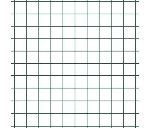 Metinātais Stieples Žogs Ar 13 Flangētiem Stabiem Zaļš 0.6X25 M Tērauds Vidaxl