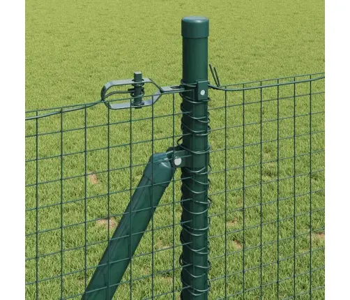 Metinātā Sēta Ar 13 Flangētiem Stabiem Zaļā 1X50 M Tērauda Vidaxl