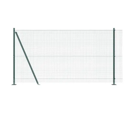 Metinātā Stieņu Žogs Ar 13 Flangētiem Stabiem Zaļš 1.2X50 M Tērauds Vidaxl