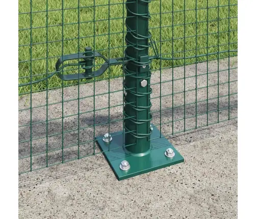 Metinātais Žogs Ar 13 Flanged Stabiem Zaļš 0.6X100 M Tērauds Vidaxl