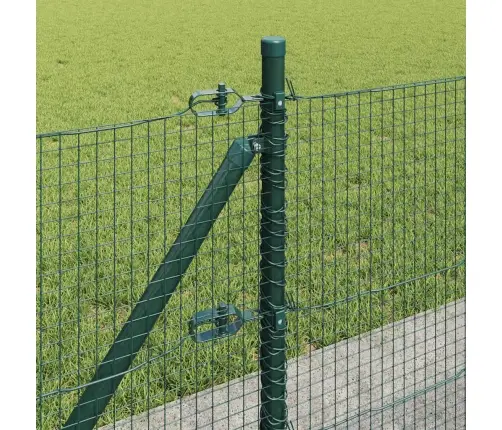 Metinātais Žogs Ar 13 Flanged Stabiem Zaļš 0.6X100 M Tērauds Vidaxl