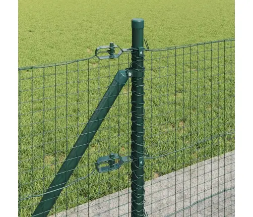 Metinātā Stieple Ar 13 Flangētiem Stabiem Zaļā Krāsā 0.6X100 M Tērauds Vidaxl